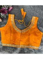 Pattu Silk Orange Party Wear Embroidery Work Blouse
